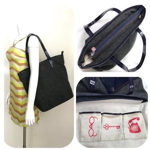 Jonathan Adler Wool and patent leather XL Tote